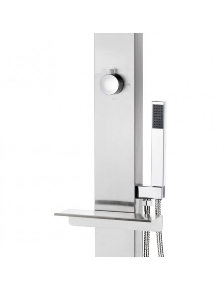 Doccia da Giardino con Base Marrone 225 cm in Acciaio Inox