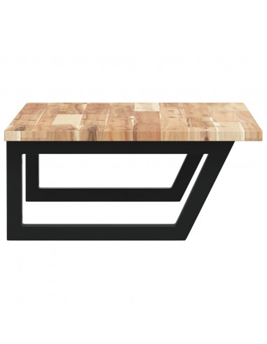 Ripiano a Parete per Lavabo in Acciaio e Massello di Acacia