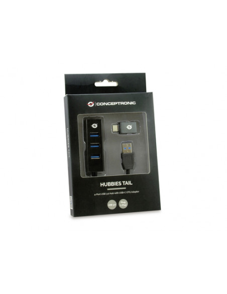 Conceptronic HUBBIES04B hub di interfaccia USB 3.2 Gen 1 (3.1 Gen 1) Type-A 5000 Mbit/s Nero