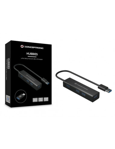 Conceptronic HUBBIES06B hub di interfaccia USB 3.2 Gen 1 (3.1 Gen 1) Type-A 5000 Mbit/s Nero