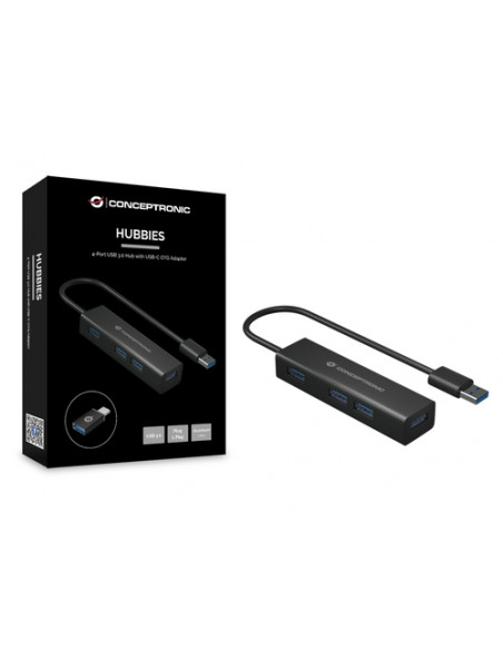 Conceptronic HUBBIES06B hub di interfaccia USB 3.2 Gen 1 (3.1 Gen 1) Type-A 5000 Mbit/s Nero