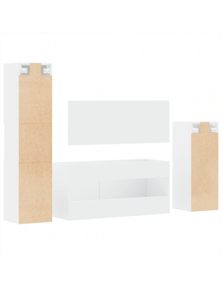 Set Mobili da Bagno 4 pz Bianco in Legno Multistrato