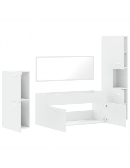 Set Mobili da Bagno 4 pz Bianco in Legno Multistrato