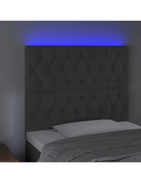 Testiera a LED GrigioScuro 90x7x118/128cm in Velluto