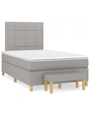 Giroletto a Molle con Materasso Grigio Chiaro 120x200cm Tessuto