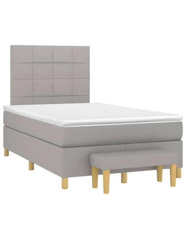 Giroletto a Molle con Materasso Grigio Chiaro 120x200cm Tessuto