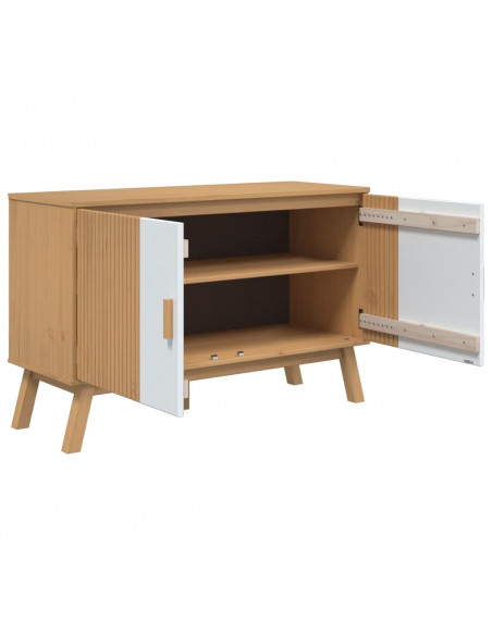 Credenza OLDEN Bianca e Marrone 114x43x73,5 cm Massello di Pino