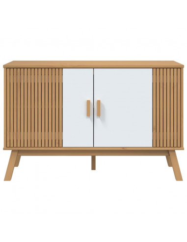 Credenza OLDEN Bianca e Marrone 114x43x73,5 cm Massello di Pino