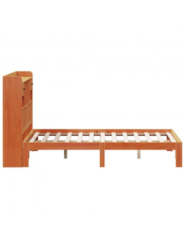 Letto Libreria senza Materasso Marrone Cera 140x190 cm in Pino