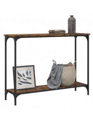 Tavolino Consolle Rovere Fumo 101x30,5x75 cm Legno Multistrato
