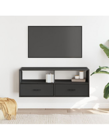 Mobile Porta TV Nero 100x31x39,5 cm in Truciolato e Metallo