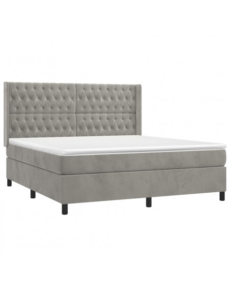 Giroletto a Molle con Materasso Grigio Chiaro 180x200cm Velluto