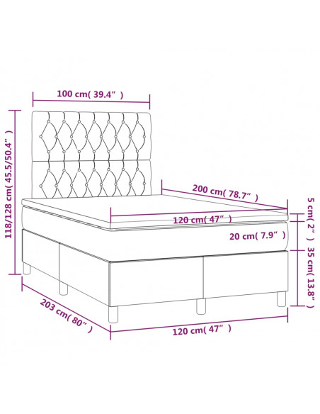 Giroletto a Molle con Materasso Verde Scuro 120x200 cm Velluto