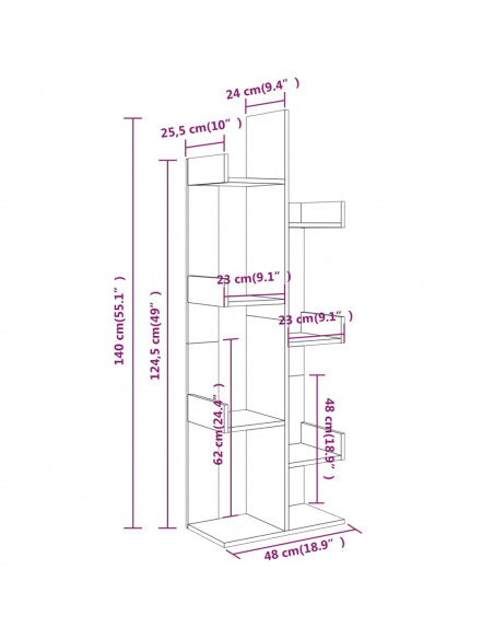 Libreria 48x25x140 cm Grigio Sonoma Legno Multistrato