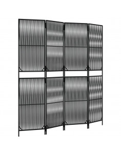 Divisorio per Ambienti a 4 Pannelli Nero in Polyrattan 2
