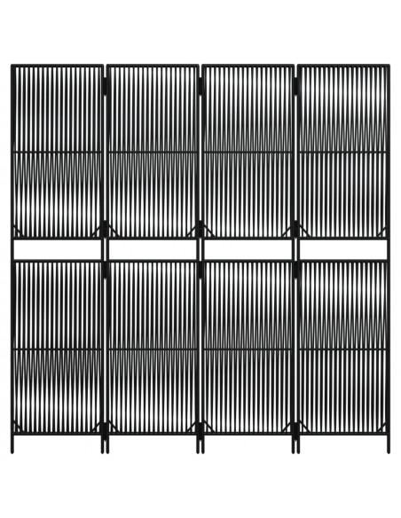 Divisorio per Ambienti a 4 Pannelli Nero in Polyrattan