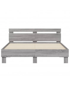 Giroletto con Testiera e LED Grigio Sonoma 140x190 cm 2