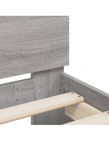 Giroletto con Testiera e LED Grigio Sonoma 140x190 cm