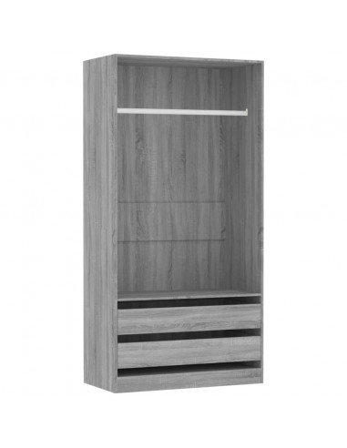 Armadio Grigio Sonoma 100x50x200 cm in Legno Multistrato