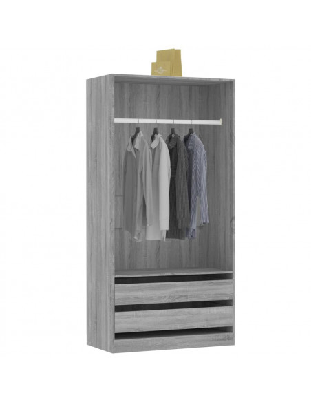 Armadio Grigio Sonoma 100x50x200 cm in Legno Multistrato