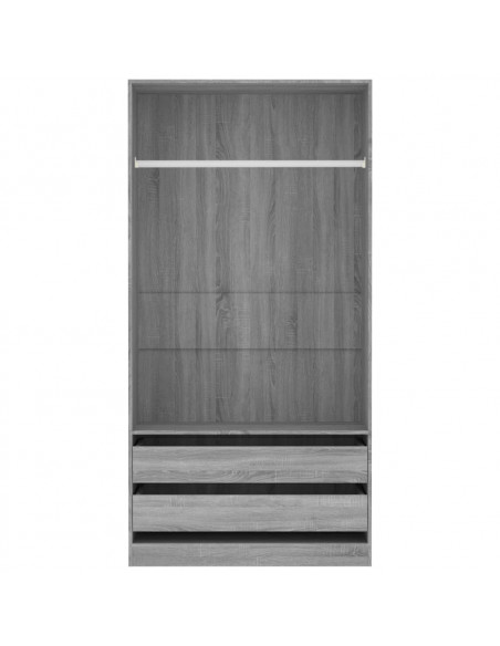 Armadio Grigio Sonoma 100x50x200 cm in Legno Multistrato