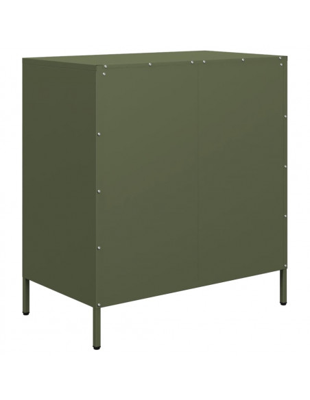 Credenza Verde Oliva 68x39x73,5 cm in Acciaio Laminato a Freddo