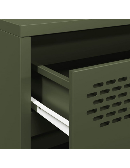 Credenza Verde Oliva 68x39x73,5 cm in Acciaio Laminato a Freddo