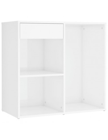 Toeletta LED con 2 Armadietti Legno Multistrato Bianco Lucido