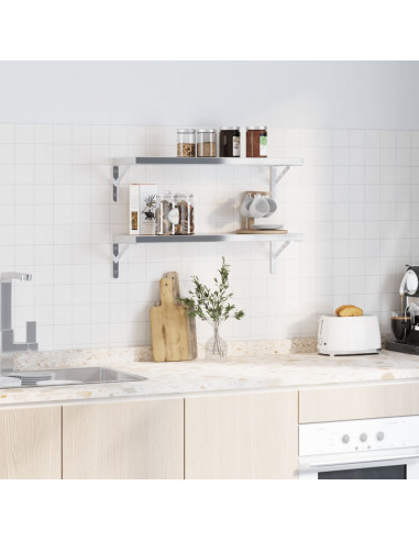 Staffe per Mensola 4 pz 23,5x2,5x15,5cm in Acciaio Inox Argento