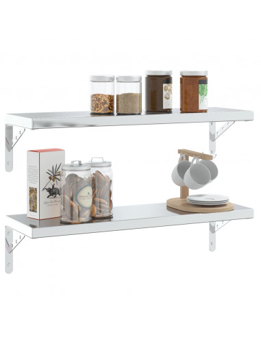 Staffe per Mensola 4 pz 23,5x2,5x15,5cm in Acciaio Inox Argento