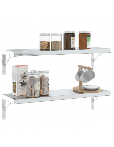 Staffe per Mensola 4 pz 23,5x2,5x15,5cm in Acciaio Inox Argento