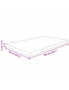 Piano Bagno 100x60x4 cm in Legno Massello Non Trattato