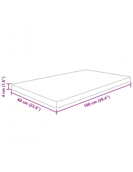 Piano Bagno 100x60x4 cm in Legno Massello Non Trattato