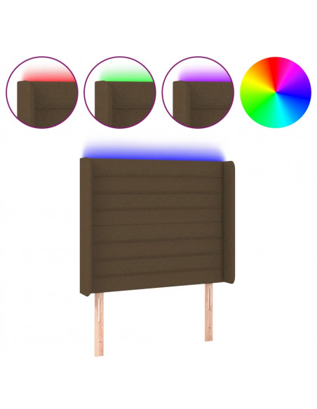 Testiera a LED Marrone Scuro 83x16x118/128 cm in Tessuto