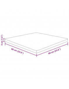 Piano Tavolo Quadrato 60x60x4 cm Massello Rovere Non Trattato