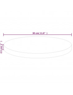 Piano Tavolo Rotondo Ø30x2,5 cm Massello di Rovere Non Trattato