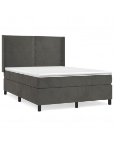 Giroletto a Molle con Materasso Grigio Scuro 140x190 cm Velluto 2