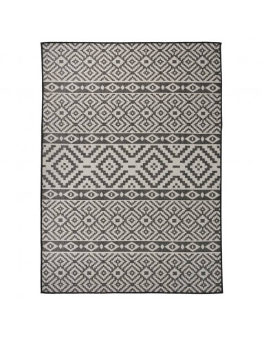 Tappeto da Esterni a Tessitura Piatta 200x280 cm Strisce Nere