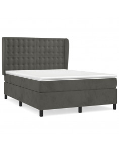 Giroletto a Molle con Materasso Grigio Scuro 140x200 cm Velluto 2