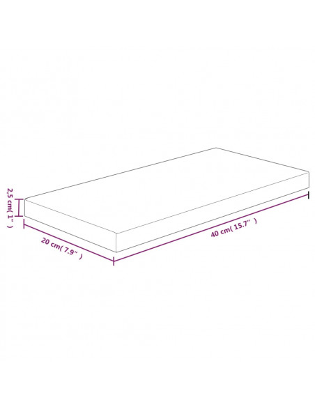 Ripiano 40x20x2,5 cm Legno Massello di Rovere Non Trattato