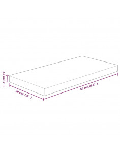 Ripiano 60x20x2,5 cm Legno Massello di Rovere Non Trattato