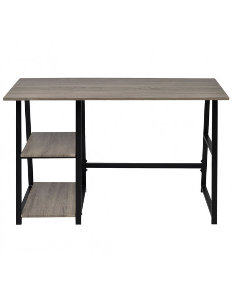 Scrivania con 2 Ripiani Grigio e Rovere