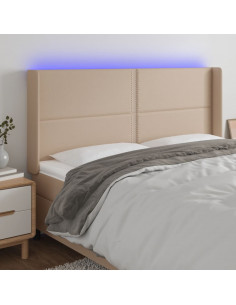 Testiera a LED Cappuccino 183x16x118/128 cm in Similpelle 2