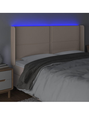 Testiera a LED Cappuccino 183x16x118/128 cm in Similpelle