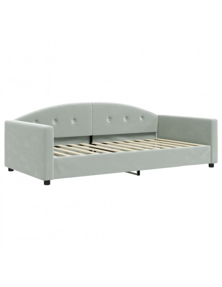 Divano Letto con Materasso Grigio Chiaro 100x200 cm in Velluto