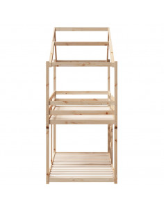 Letto a Castello con Tetto 75x190 cm in Legno Massello di Pino 2