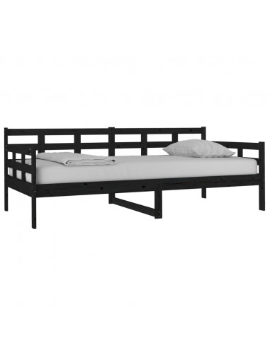 Dormeuse Nera in Legno Massello di Pino 90x190 cm