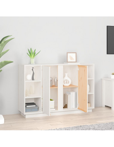 Credenza Bianca 120x35x80 cm in Legno Massello di Pino