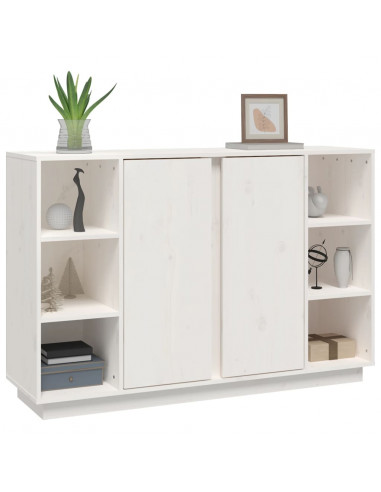Credenza Bianca 120x35x80 cm in Legno Massello di Pino