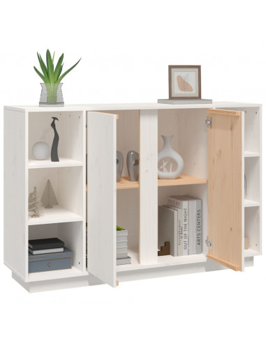 Credenza Bianca 120x35x80 cm in Legno Massello di Pino